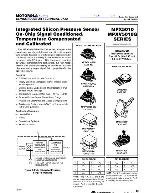 MPXV5010G数据手册封面
