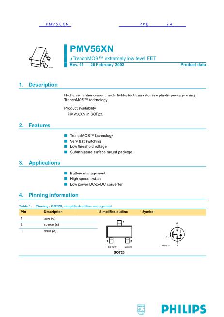 PMV56XN數(shù)據(jù)手冊封面