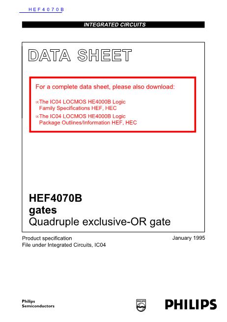 HEF4070B数据手册封面