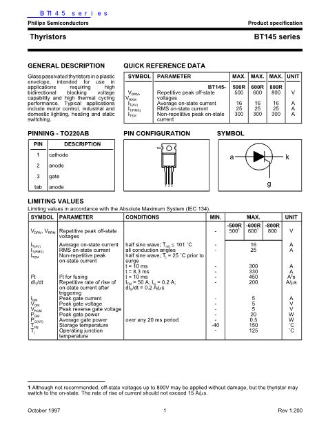 BT145 series數(shù)據(jù)手冊封面