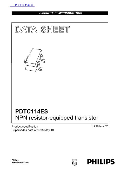 PDTC114ES数据手册封面