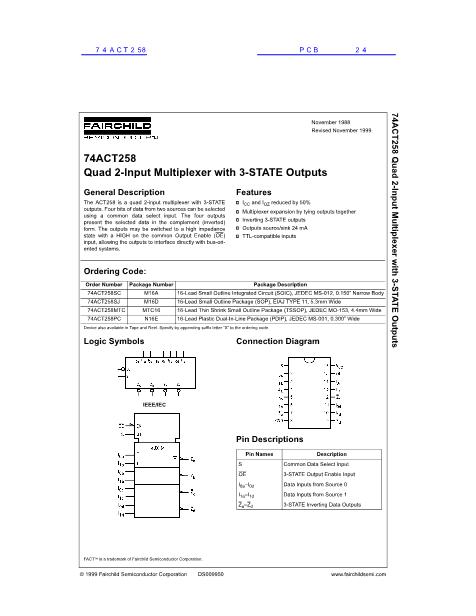 74ACT258數(shù)據(jù)手冊封面