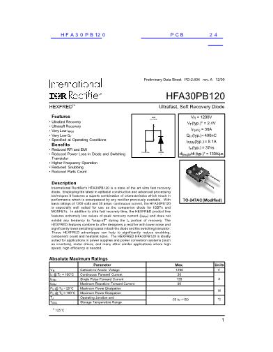 HFA30PB120數(shù)據(jù)手冊封面