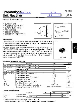 IRFL014数据手册封面