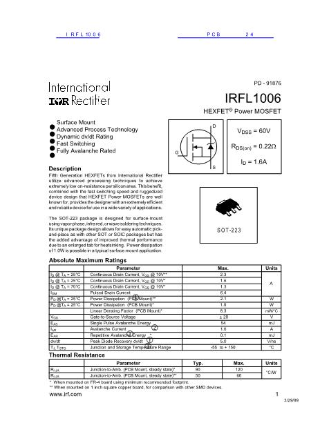 IRFL1006数据手册封面