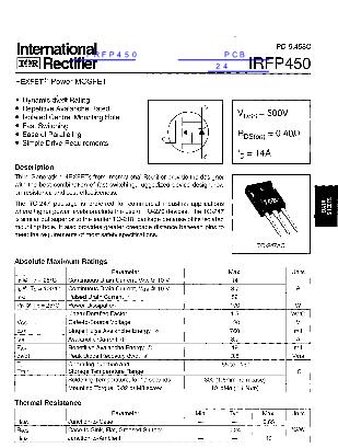 IRFP450数据手册封面