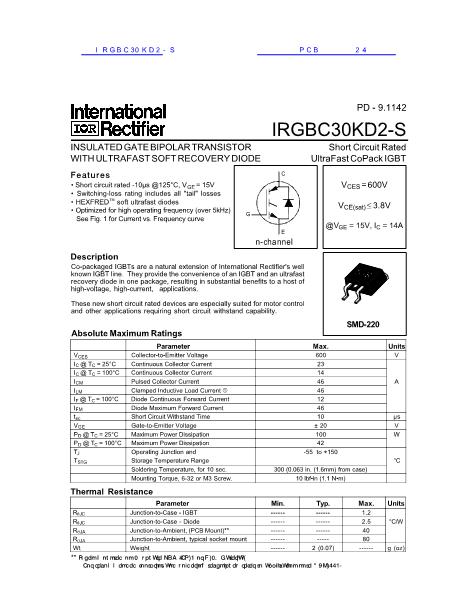 IRGBC30KD2-S数据手册封面