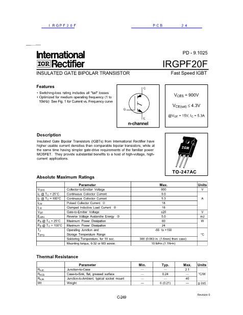 IRGPF20F数据手册封面
