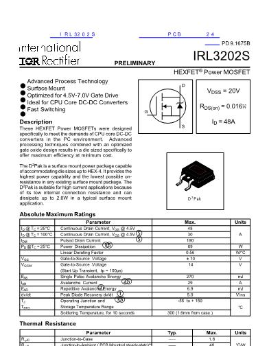 IRL3202S数据手册封面