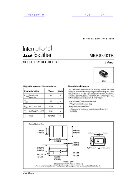 MBRS340TR數(shù)據(jù)手冊封面