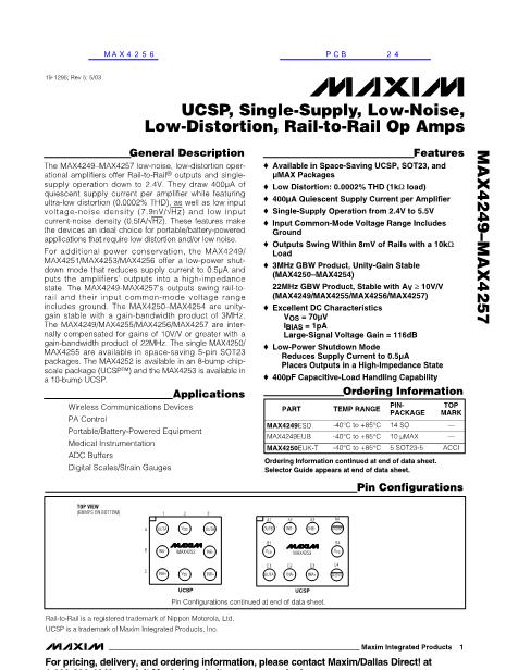 MAX4250数据手册封面