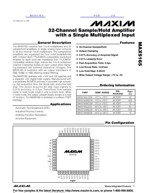 MAX5165數(shù)據(jù)手冊(cè)封面