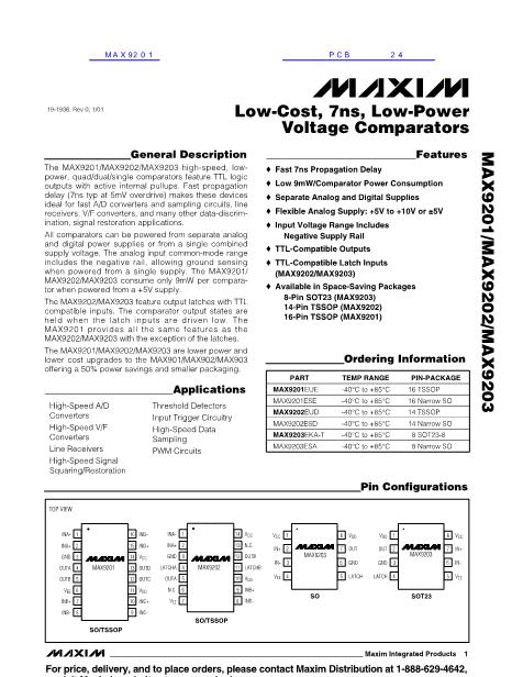 MAX9201数据手册封面