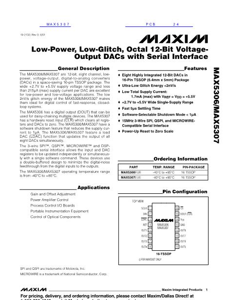 Max5306 Datasheet Pdf文件下载 芯片资料查询 维库电子市场网