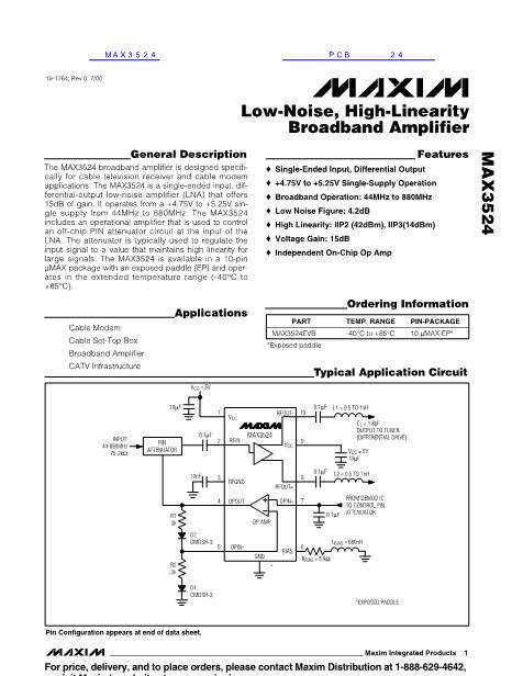 MAX3524数据手册封面