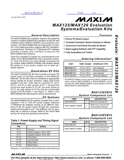MAX125EVKIT數(shù)據(jù)手冊封面