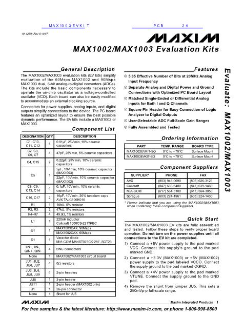 MAX1002EVKIT数据手册封面