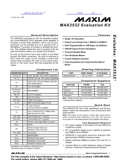 MAX3532EVKIT数据手册封面