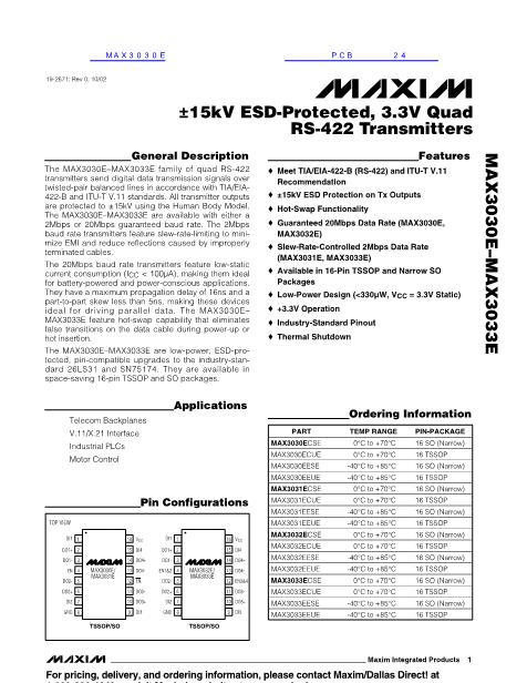 MAX3030E数据手册封面