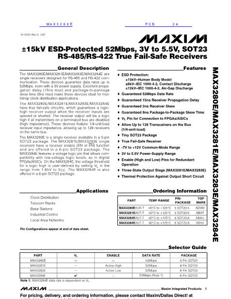 MAX3280E数据手册封面
