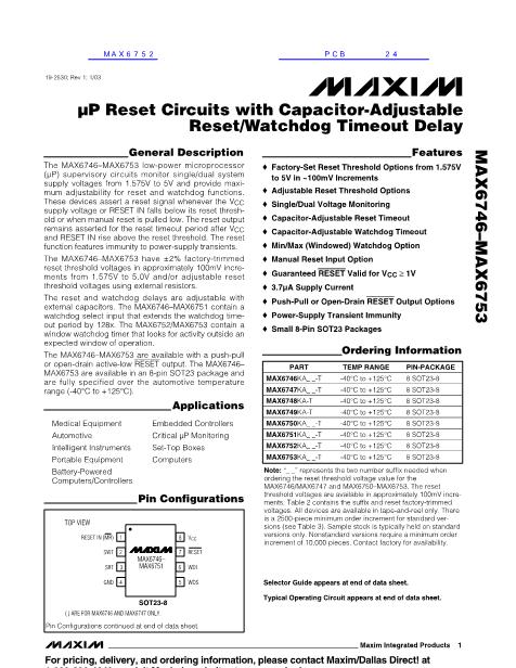 MAX6747數(shù)據(jù)手冊封面