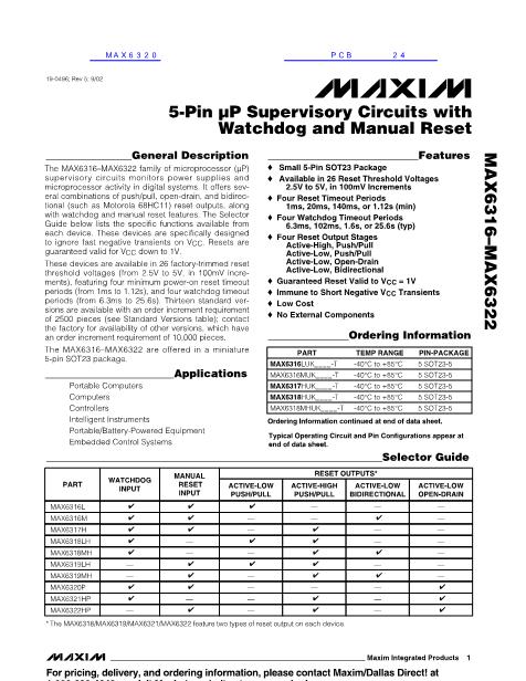 MAX6317数据手册封面