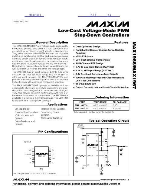 MAX1967數(shù)據(jù)手冊(cè)封面