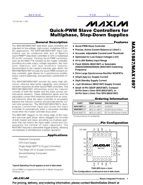 MAX1897數(shù)據(jù)手冊封面
