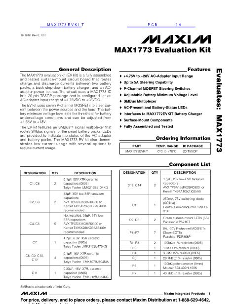 MAX1773EVKIT数据手册封面