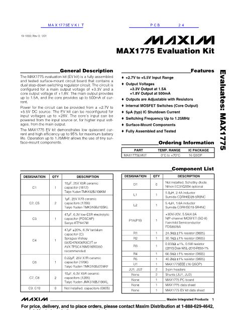 MAX1775EVKIT数据手册封面