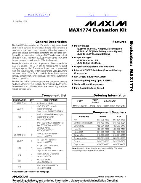 MAX1774EVKIT数据手册封面