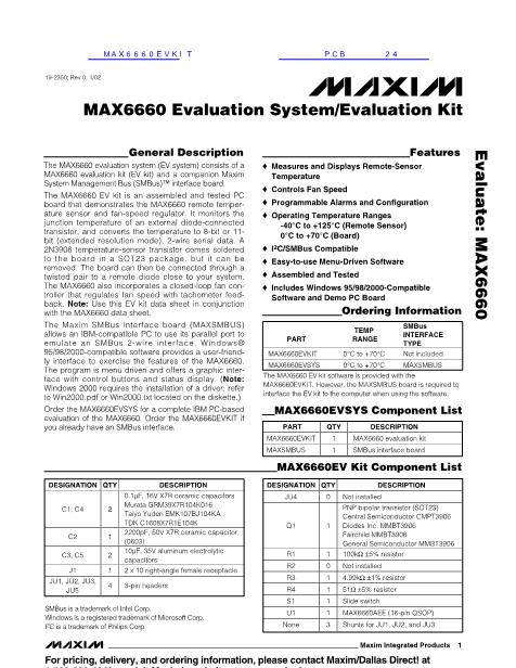 MAX6660EVKIT数据手册封面