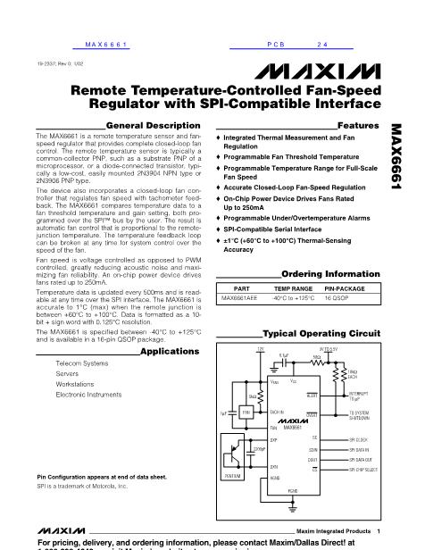 MAX6661数据手册封面