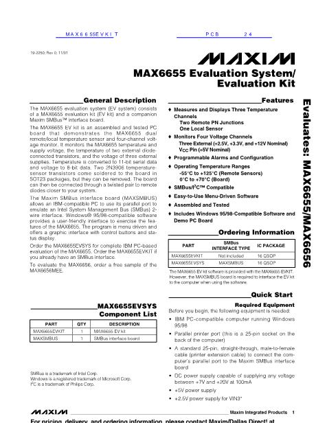 MAX6655EVKIT数据手册封面