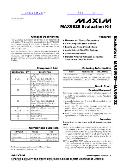 MAX6629EVKIT数据手册封面