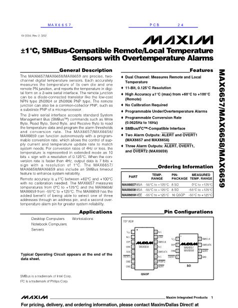 MAX6657数据手册封面