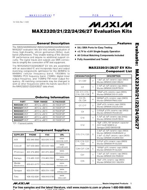 MAX2320EVKIT数据手册封面