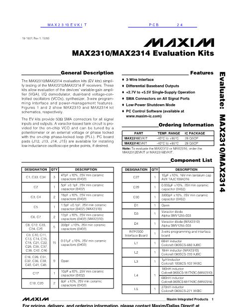 MAX2310EVKIT數(shù)據(jù)手冊封面
