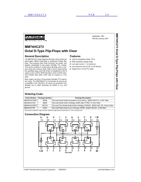 MM74HC273數(shù)據(jù)手冊封面
