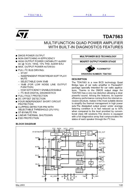 TDA7563数据手册封面