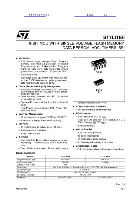 ST7FLITE05数据手册封面