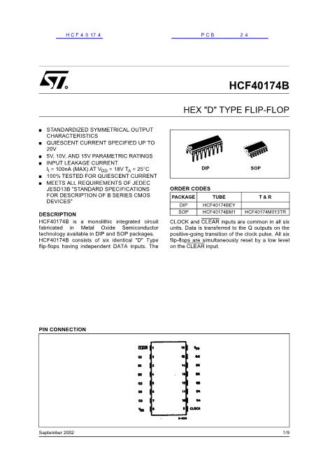 HCF40174數(shù)據(jù)手冊(cè)封面