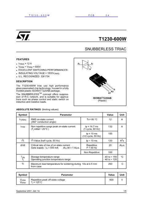 T1230-600W數(shù)據(jù)手冊(cè)封面