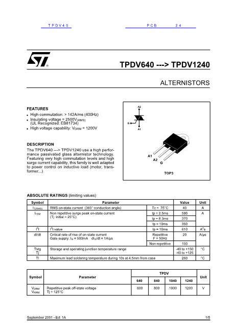 TPDV40数据手册封面