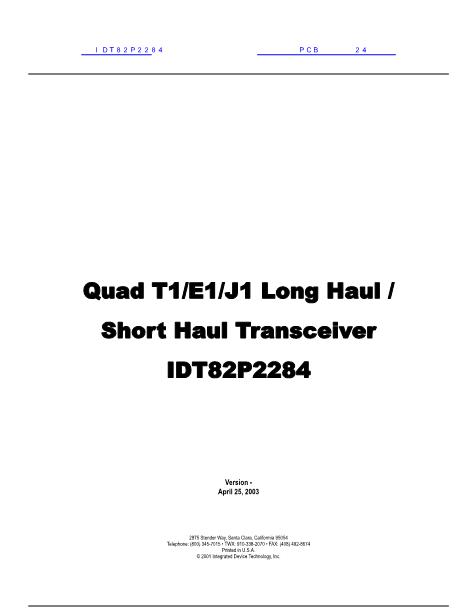 IDT82P2284數(shù)據(jù)手冊封面