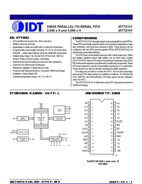 IDT72131数据手册封面