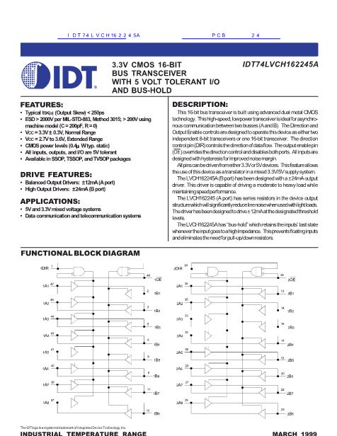 IDT74LVCH162245A數(shù)據(jù)手冊(cè)封面