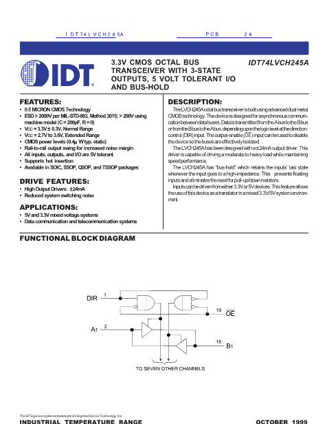IDT74LVCH245A數(shù)據(jù)手冊(cè)封面