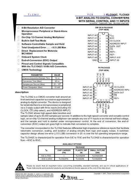 TLC542數(shù)據(jù)手冊(cè)封面