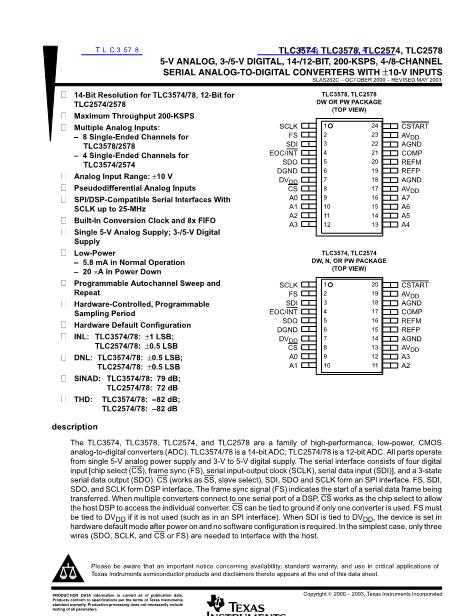 TLC2574數(shù)據(jù)手冊(cè)封面